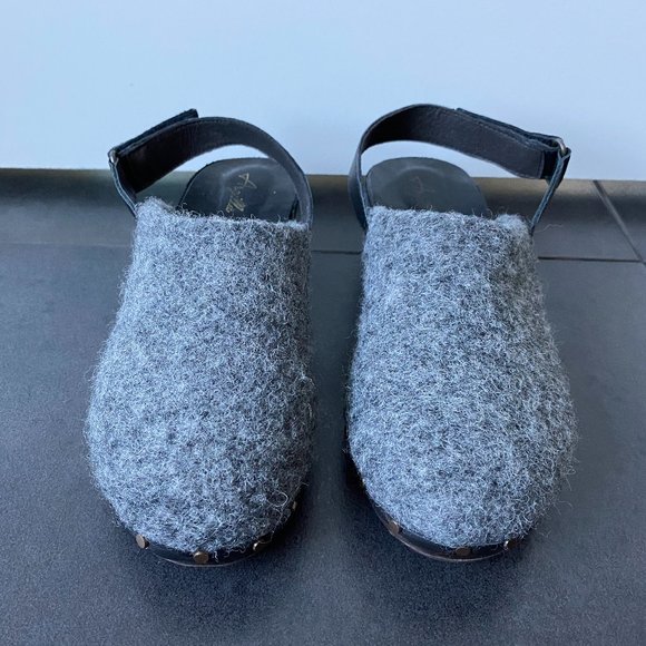 Argilla Women's Shoes Clogs Wool Grey Open Heel - Picture 2 of 12